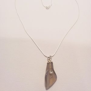 Semiprecious Ash Lili Flower with Silver Chain
